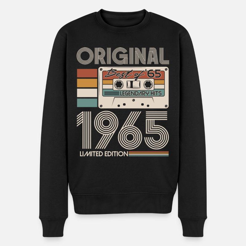 1965 Jahrgang Vintage Retro Geburtstag Geschenk - Männer Premium Bio Pullover - Schwarz