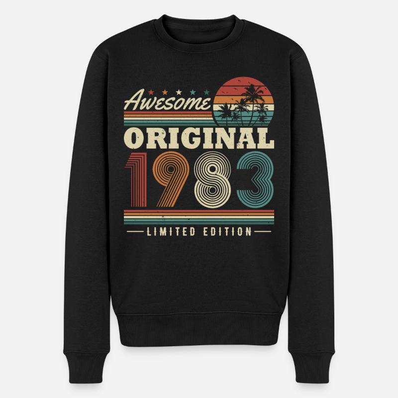 Original 1983 Vintage Geburtstag Geschenk Retro - Männer Premium Bio Pullover - Schwarz