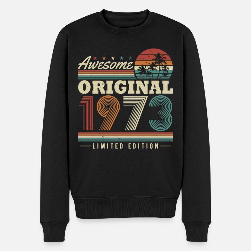 Original 1973 Vintage Geburtstag Geschenk Retro - Männer Premium Bio Pullover - Schwarz