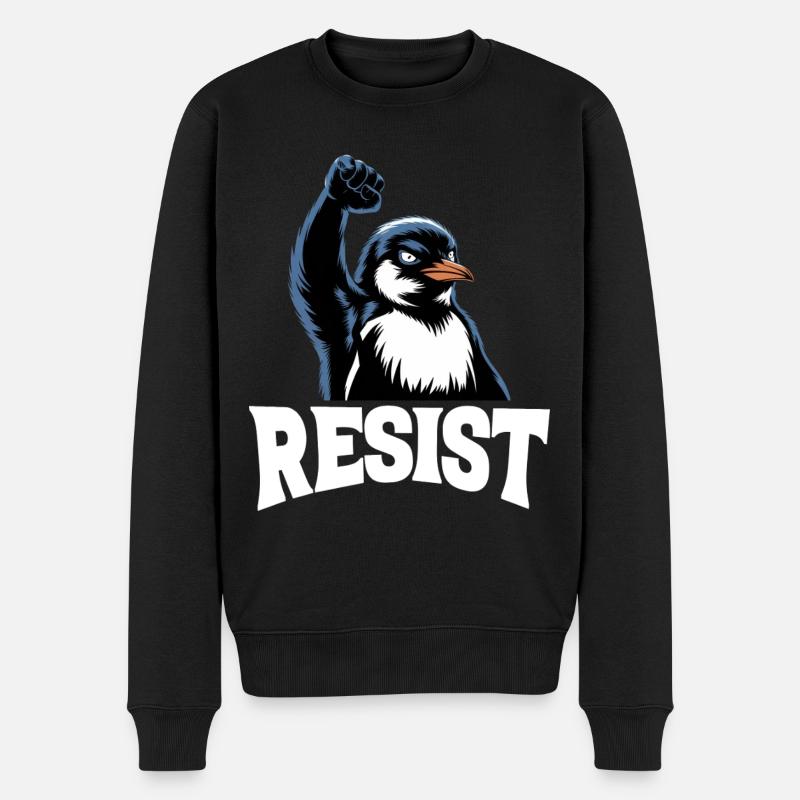 Pinguin protestiert gegen Widerstandssteuern - Männer Premium Bio Pullover - Schwarz