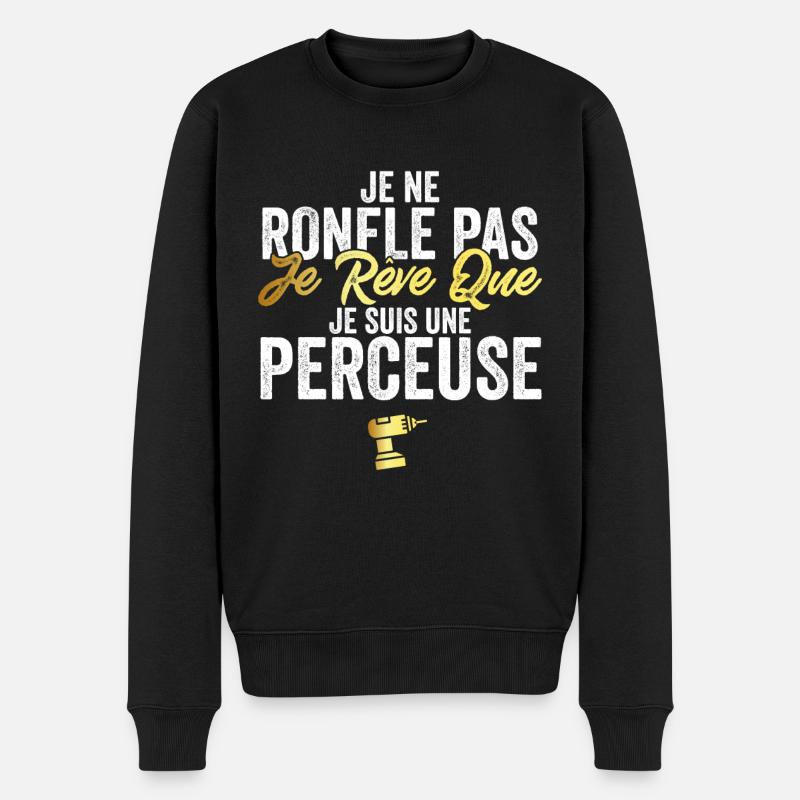 Perceuse Hurmour Bricolage pour Papa Bricoleur - Pull Premium bio Homme - noir