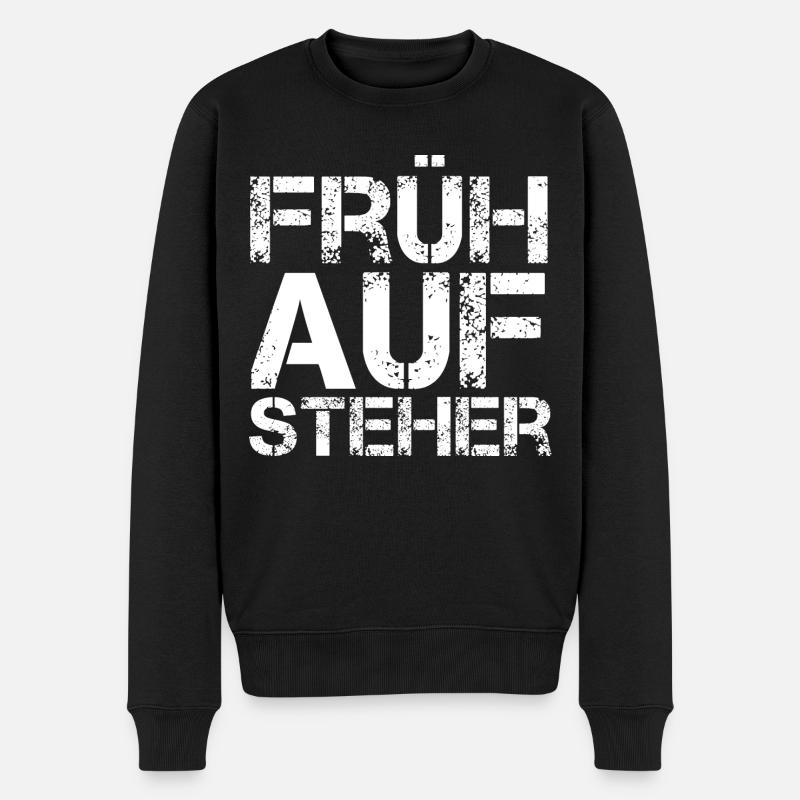 Frühaufsteher - Männer Premium Bio Pullover - Schwarz