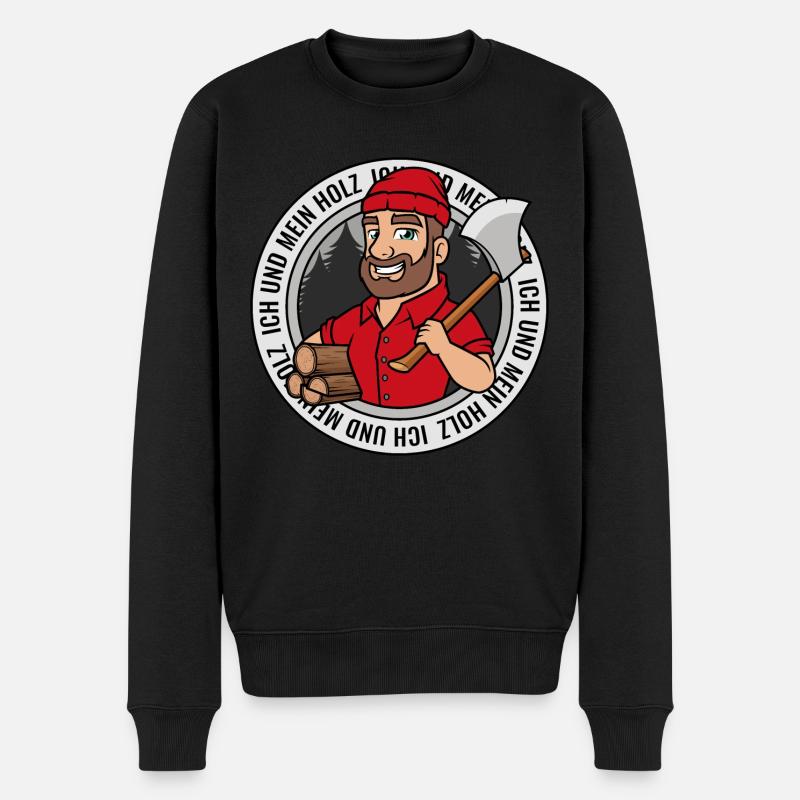 Ich und mein Holz Holzfäller Axt Brennholz Wald - Männer Premium Bio Pullover - Schwarz