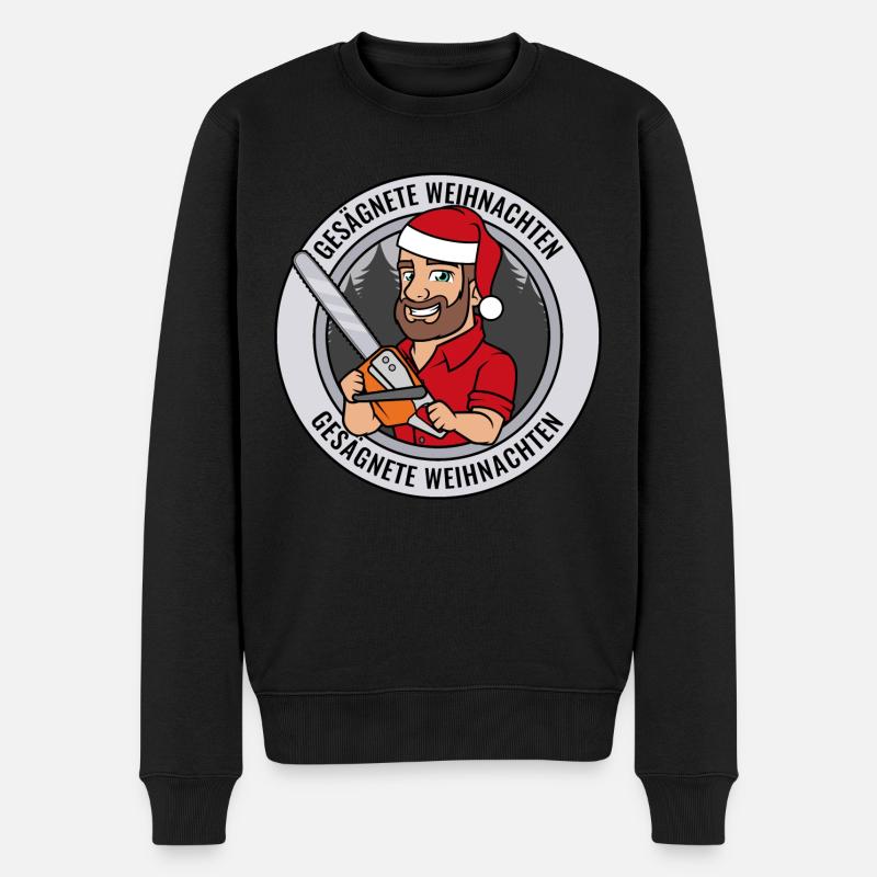 Gesägnete Weihnachten Holzfäller Santa Kettensäge - Männer Premium Bio Pullover - Schwarz