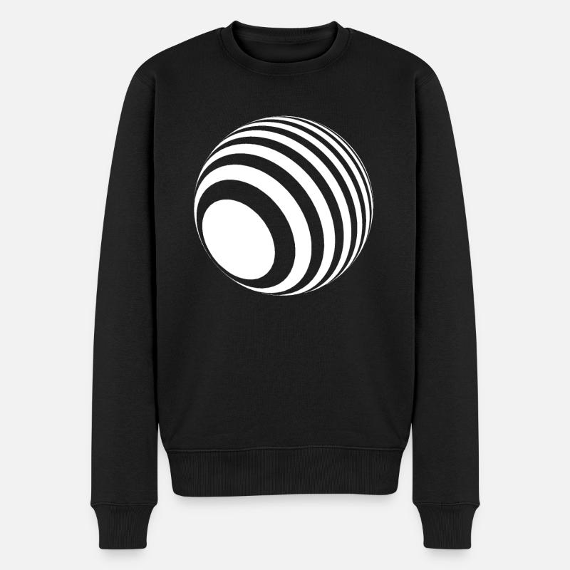 3D-Ball mit weißen Streifen - Männer Premium Bio Pullover - Schwarz