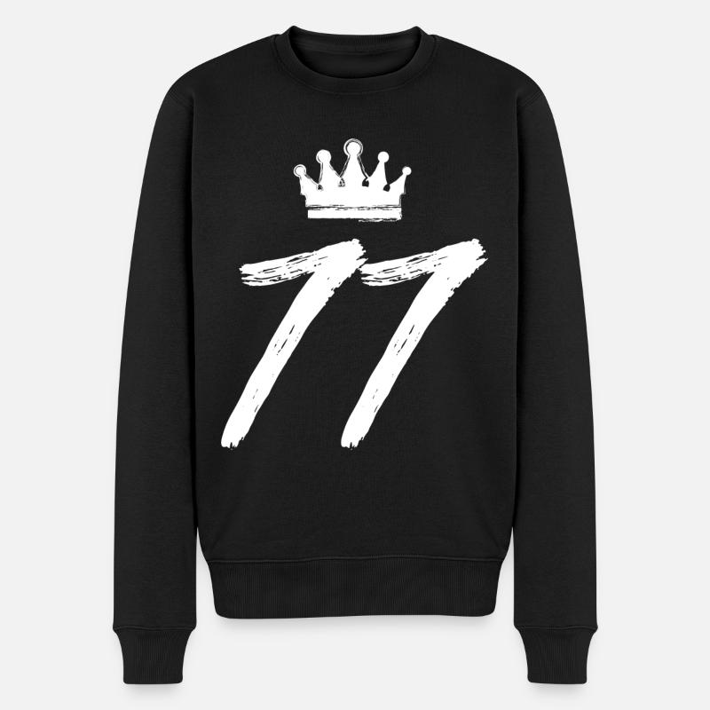77 Zahl Krone - Männer Premium Bio Pullover - Schwarz