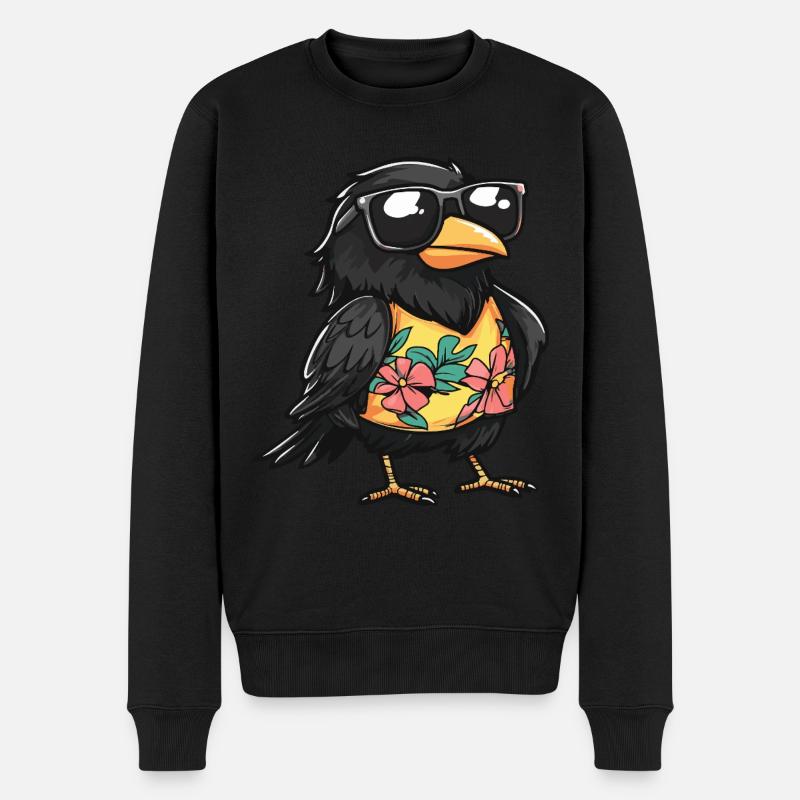 Rabe Krähe Comic Lustig Sommer - Männer Premium Bio Pullover - Schwarz