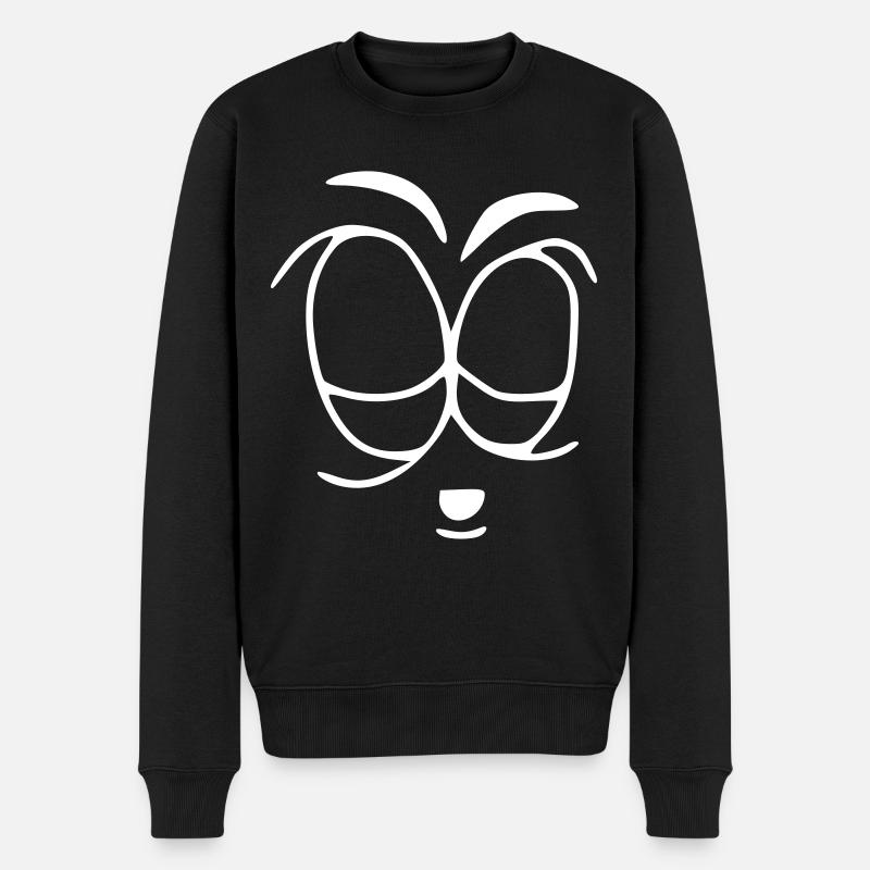 Emoji müde Skizze weiß - Männer Premium Bio Pullover - Schwarz