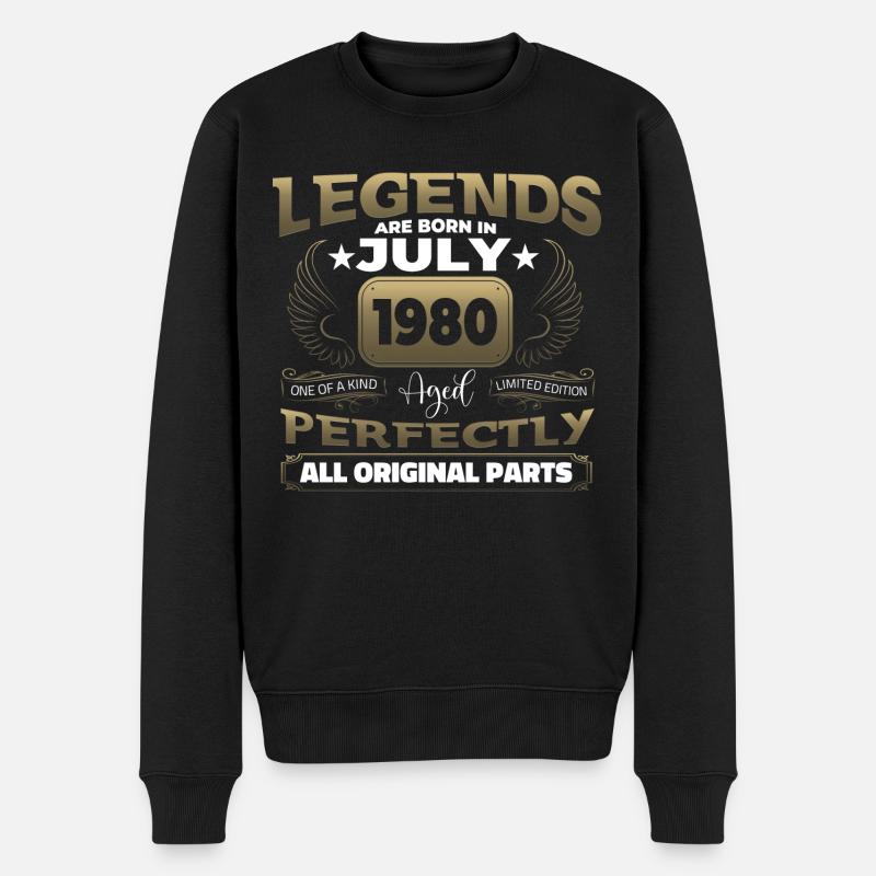 Legende Jahrgang 1980 Juli 42. Geburtstag Geschenk - Männer Premium Bio Pullover - Schwarz