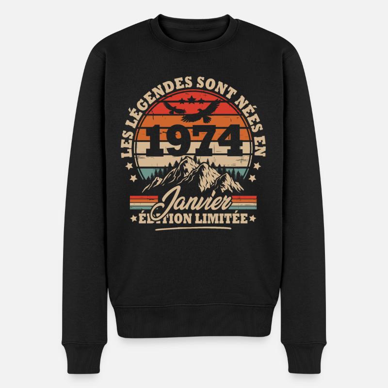 Cadeau D'anniversaire Nées En Janvier 1974 - Pull Premium bio Homme - noir