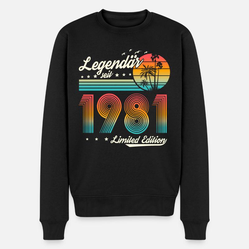 Legendär seit 1981 Jahrgang Geburtstag Retro - Männer Premium Bio Pullover - Schwarz