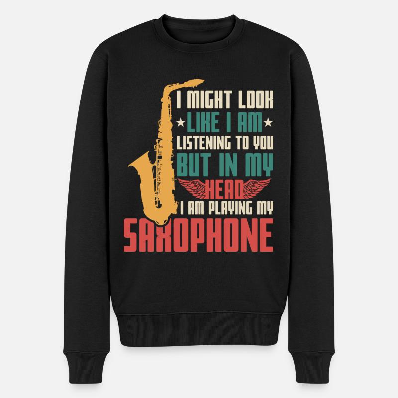 Saxophon Spruch - Männer Premium Bio Pullover - Schwarz