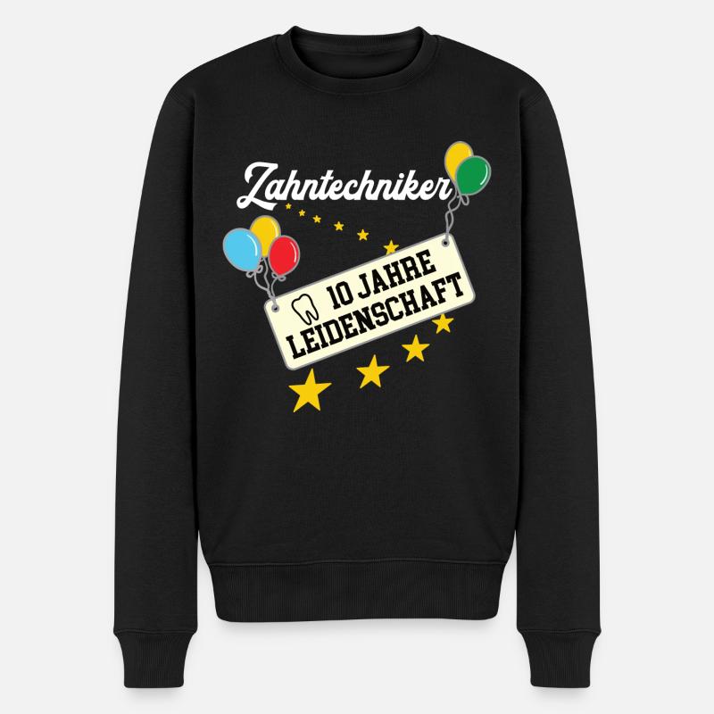 Zahntechniker 10 jähriges Jubiläum 10. Jahre - Männer Premium Bio Pullover - Schwarz