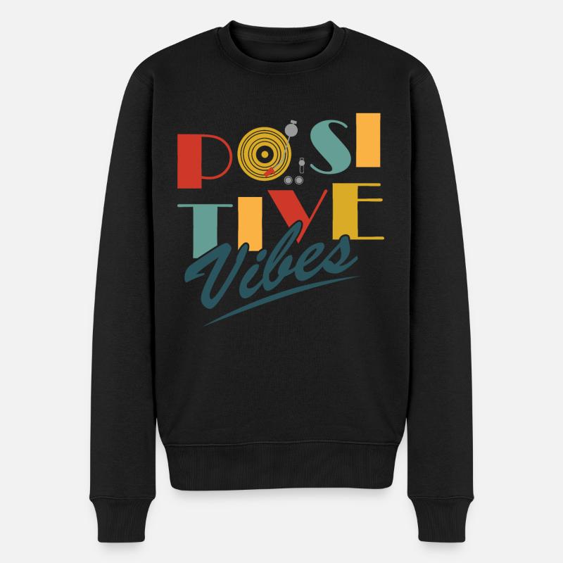 Positive Vibes - Männer Premium Bio Pullover - Schwarz