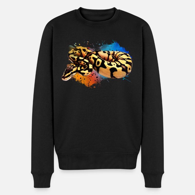 Ball Python Watercolor Reptile Keeper Snake Design - Men's Premium Organic Jumper - black