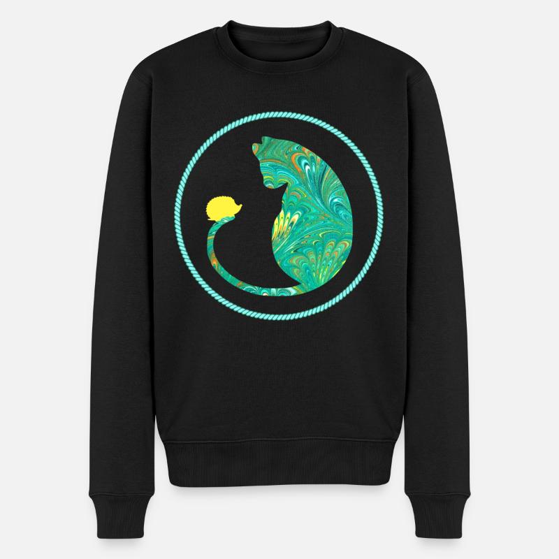 Chat avec hérisson E 71 - Pull Premium bio Homme - noir