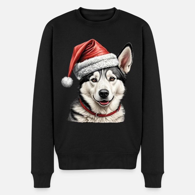 Chien husky de Noël - Pull Premium bio Homme - noir