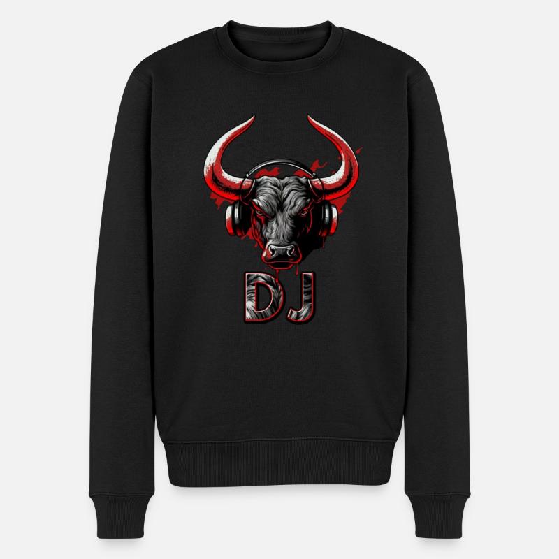 Bull DJ - Männer Premium Bio Pullover - Schwarz