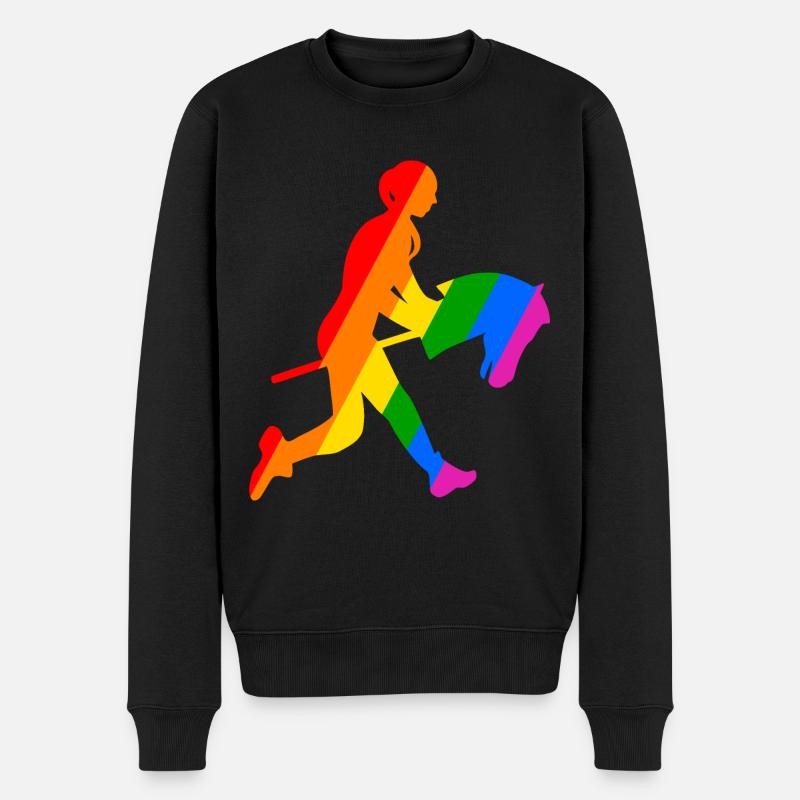 Buntes Abenteuer Stockpferdreiten - Männer Premium Bio Pullover - Schwarz