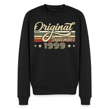 1999 September Geboren Geburtstag Geburtsjahr 1999 - Männer Premium Bio Pullover - Schwarz - Vorne - Nico (187cm)