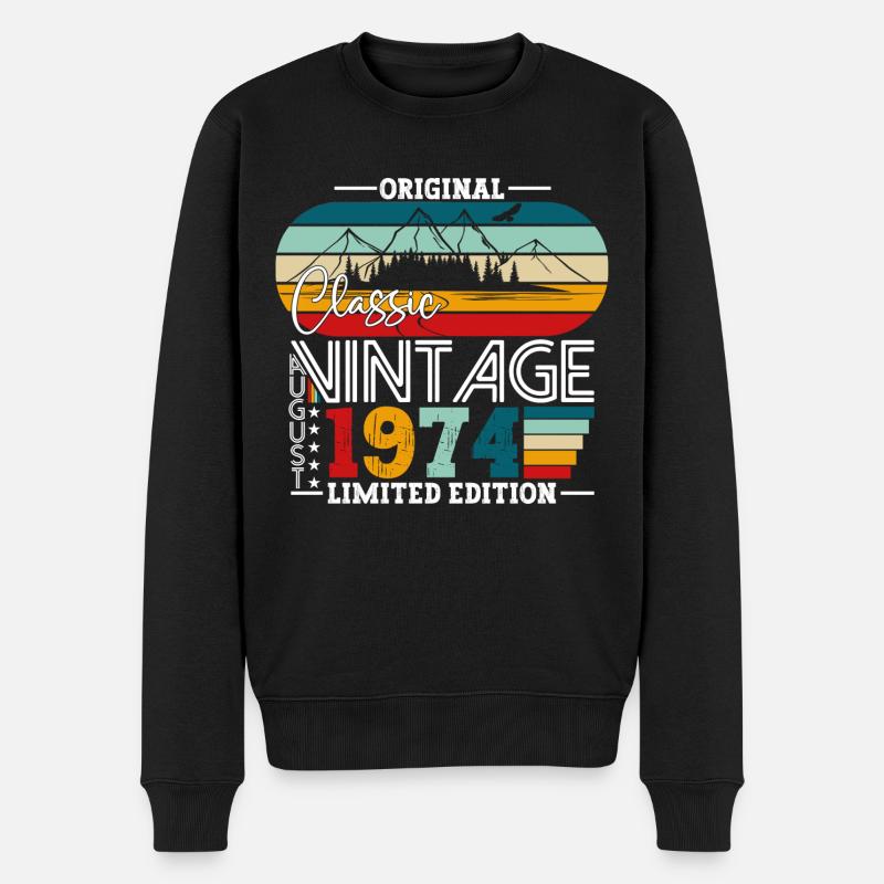 Jahrgang 1974 48. Geburtstag Geschenk August Fun - Männer Premium Bio Pullover - Schwarz