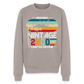 Born 2000 22nd Birthday Gift August Fun - Men's Premium Organic Jumper - taupe - Front - Nico (187cm)