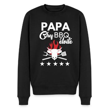 PAPA chef bbq étoilé - Pull Premium bio Homme - noir - Devant - Nico (187cm)