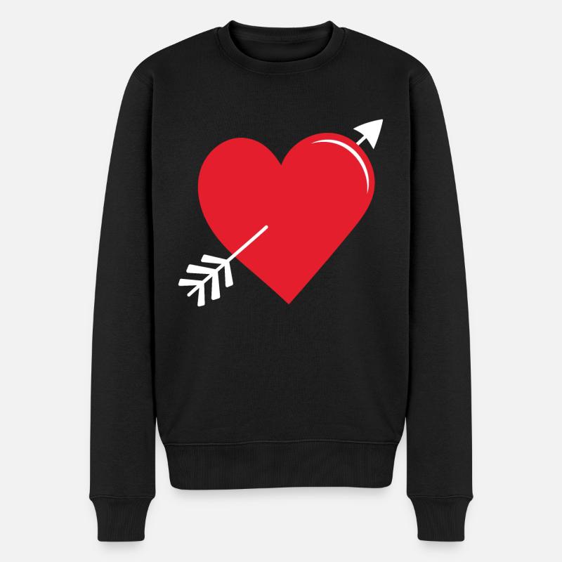 Pfeilherz Rot - Männer Premium Bio Pullover - Schwarz