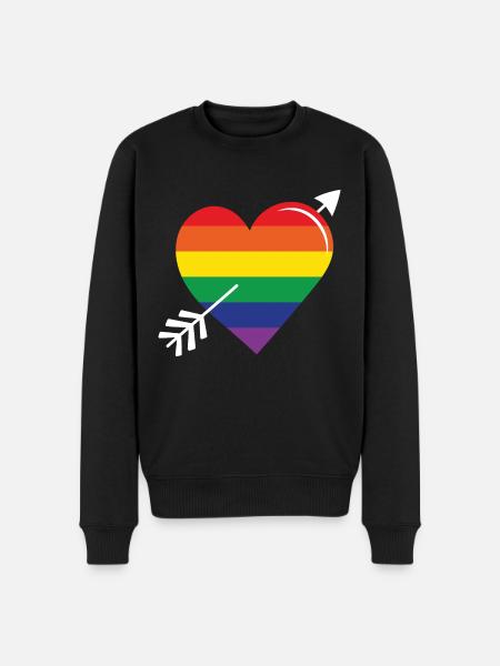 Arrow Rainbow Heart Pride - Men's Premium Organic Jumper - black
