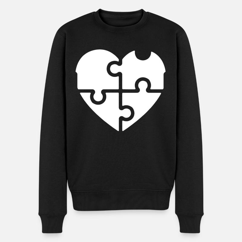Puzzle der Liebe - Herz - Männer Premium Bio Pullover - Schwarz