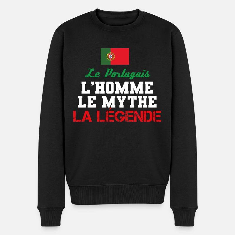 Portugiesisch, Mann, Mythos, Legende! - Männer Premium Bio Pullover - Schwarz