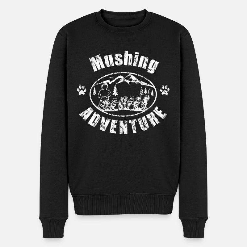 Husky Mushing - Männer Premium Bio Pullover - Schwarz