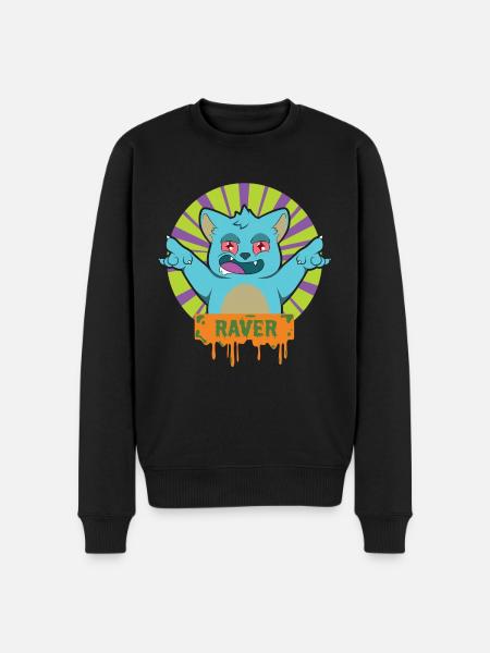 RAVER Cat - Men's Premium Organic Jumper - black