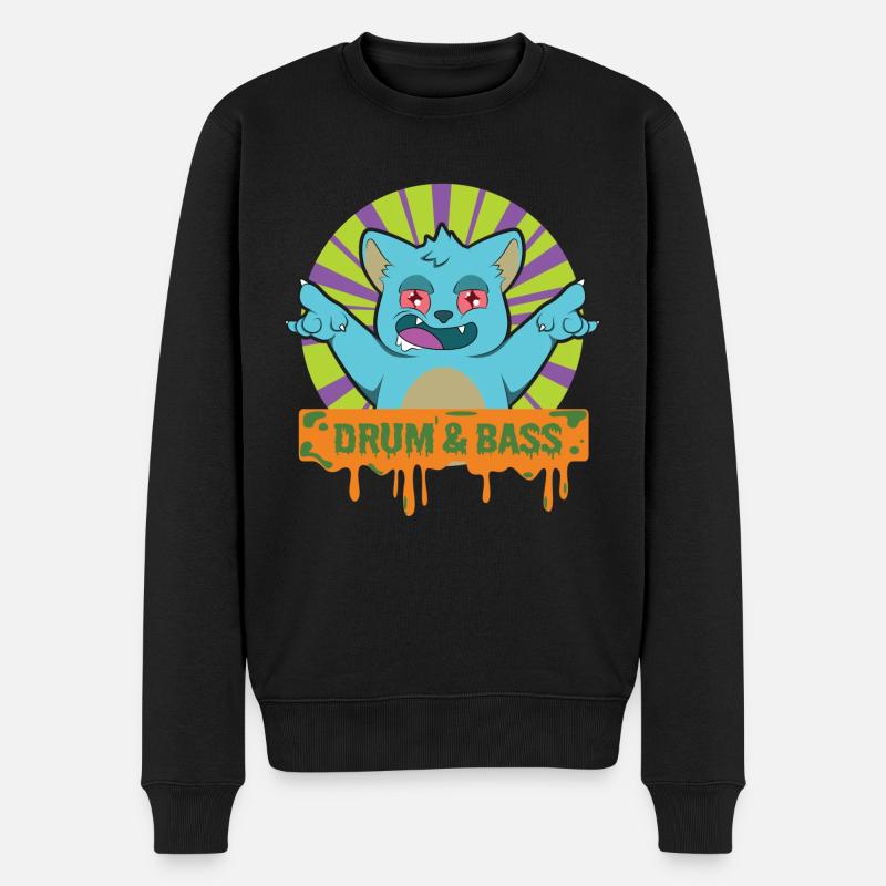 DRUM & BASS DRUM & BASS Chat - Pull Premium bio Homme - noir