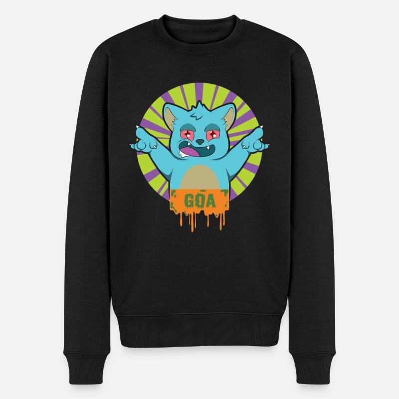 GOA TRANCE Katze - Männer Premium Bio Pullover - Schwarz