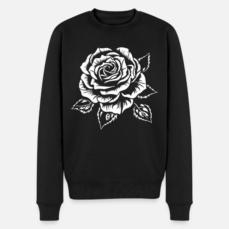 Rose blanche - Pull Premium bio Homme - noir