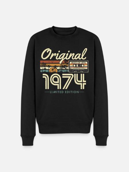 Originele Vintage 1974 Vintage Retro Verjaardag - Mannen Premium Bio sweater - zwart