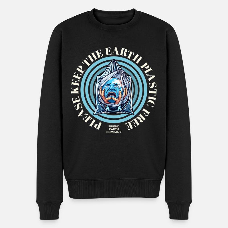 Plastikfreie Erde - Männer Premium Bio Pullover - Schwarz