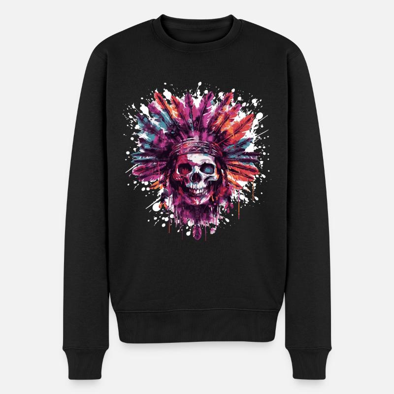 Chef de crâne indien - Pull Premium bio Homme - noir