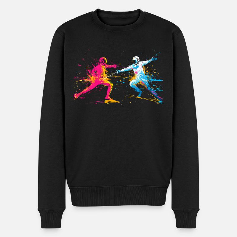 Buntes Fechten Fechter - Männer Premium Bio Pullover - Schwarz