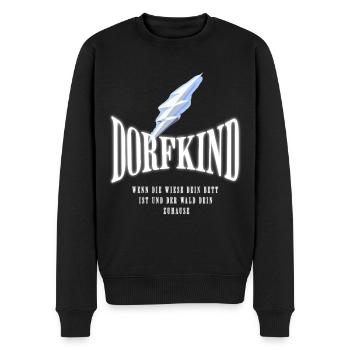 Dorfkind - Wenn die Wiese dein Bett ist - Männer Premium Bio Pullover - Schwarz - Vorne - Nico (187cm)
