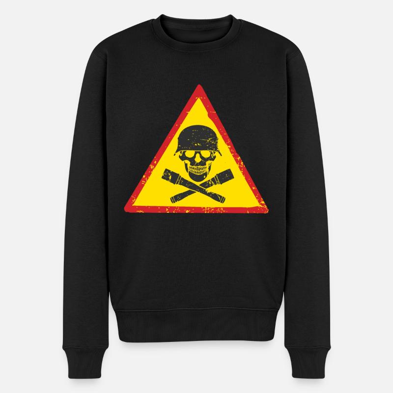 SCHÄDEL KRIEGSHELM GRANATE DEUTSCH - Männer Premium Bio Pullover - Schwarz