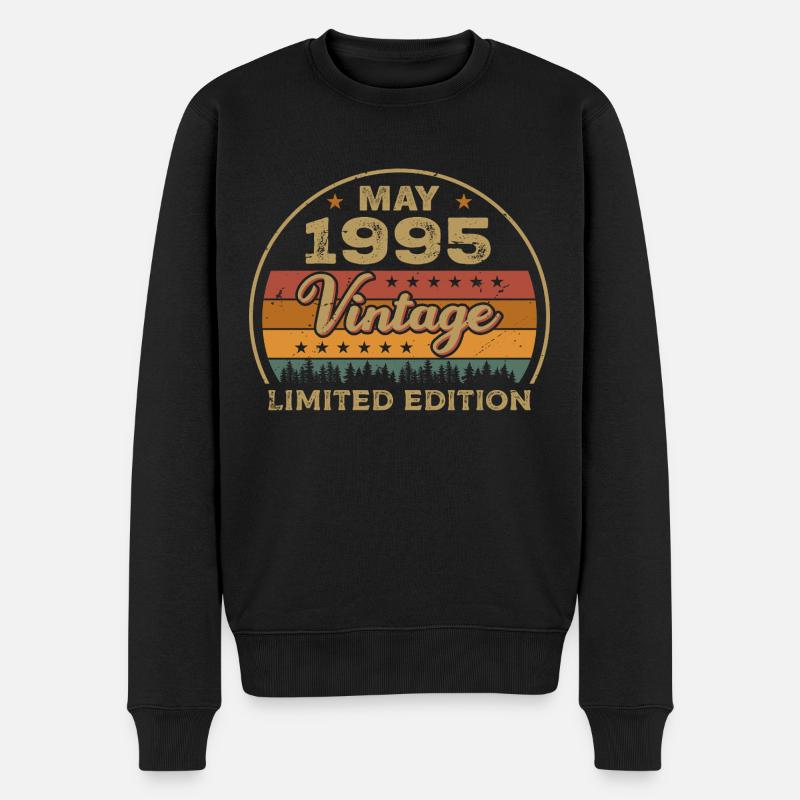 Mai Geschenk Mai 1995 Jubiläum Mai 1995 May 1995 - Männer Premium Bio Pullover - Schwarz