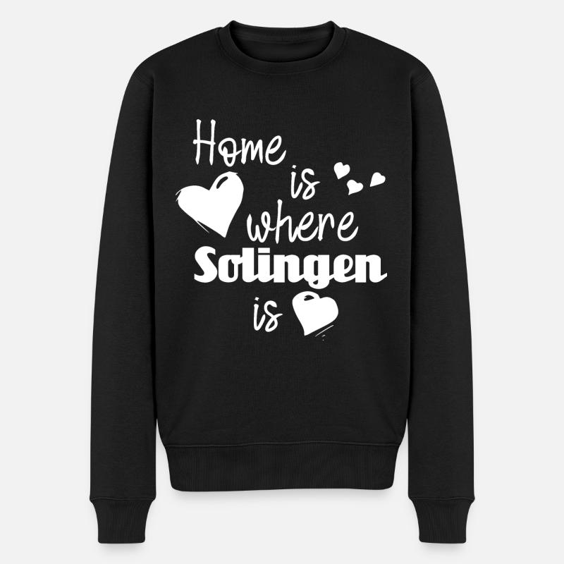 Zuhause in Solingen - Home is where Solingen is - Männer Premium Bio Pullover - Schwarz