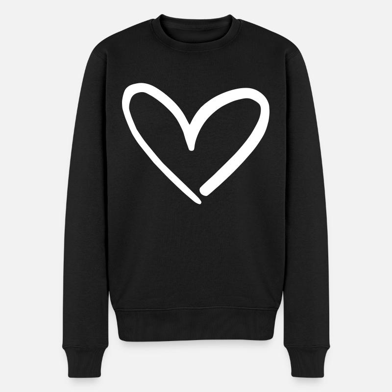 Herz - Männer Premium Bio Pullover - Schwarz