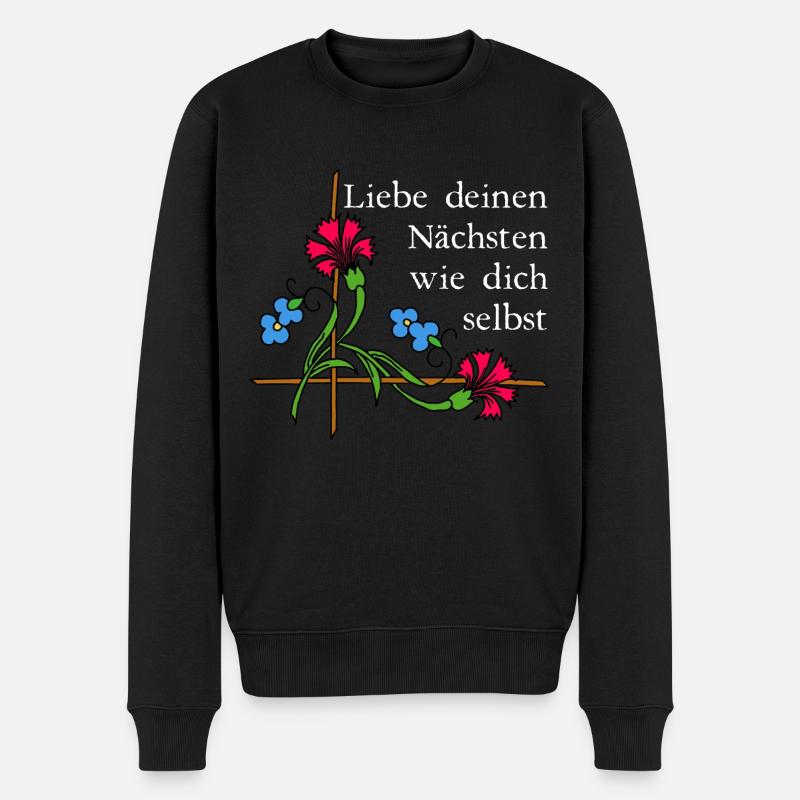 Nächstenliebe 2 - Männer Premium Bio Pullover - Schwarz