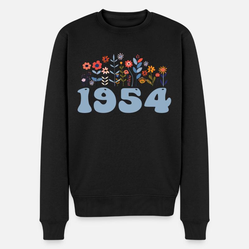 1954 Blumenmuster 1954 Blumen-thema Blumen 1954 - Männer Premium Bio Pullover - Schwarz
