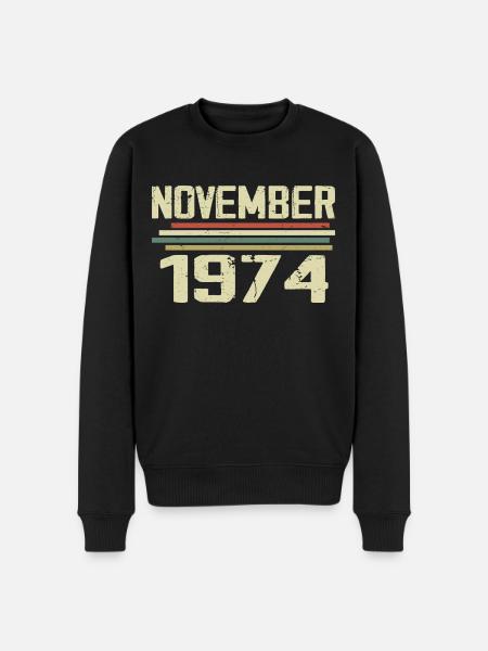 Vintage November 1974 Vintage Retro November 1974 - Men's Premium Organic Jumper - black