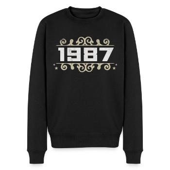 Jahrgang 1987 Retro Geburtstag 1987 Vintage 1987 - Männer Premium Bio Pullover - Schwarz - Vorne - Nico (187cm)
