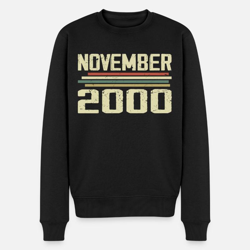 Jahrgang November 2000 vintage Retro November 2000 - Männer Premium Bio Pullover - Schwarz